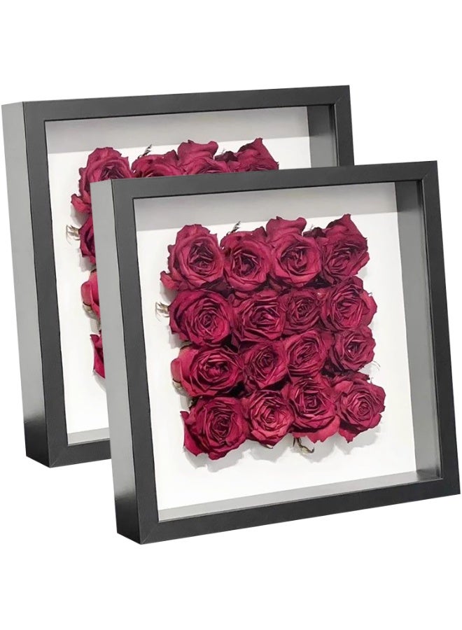 10x10'' Shadow Box Frame Display Case, 2 Pack Shadow Box Picture Frame, 3D Picture Frame Display Case Deeper 3cm, for Tickets, Photos, Medals, DIY Crafts, Wedding Souvenir (Black 10x10) - Image 1
